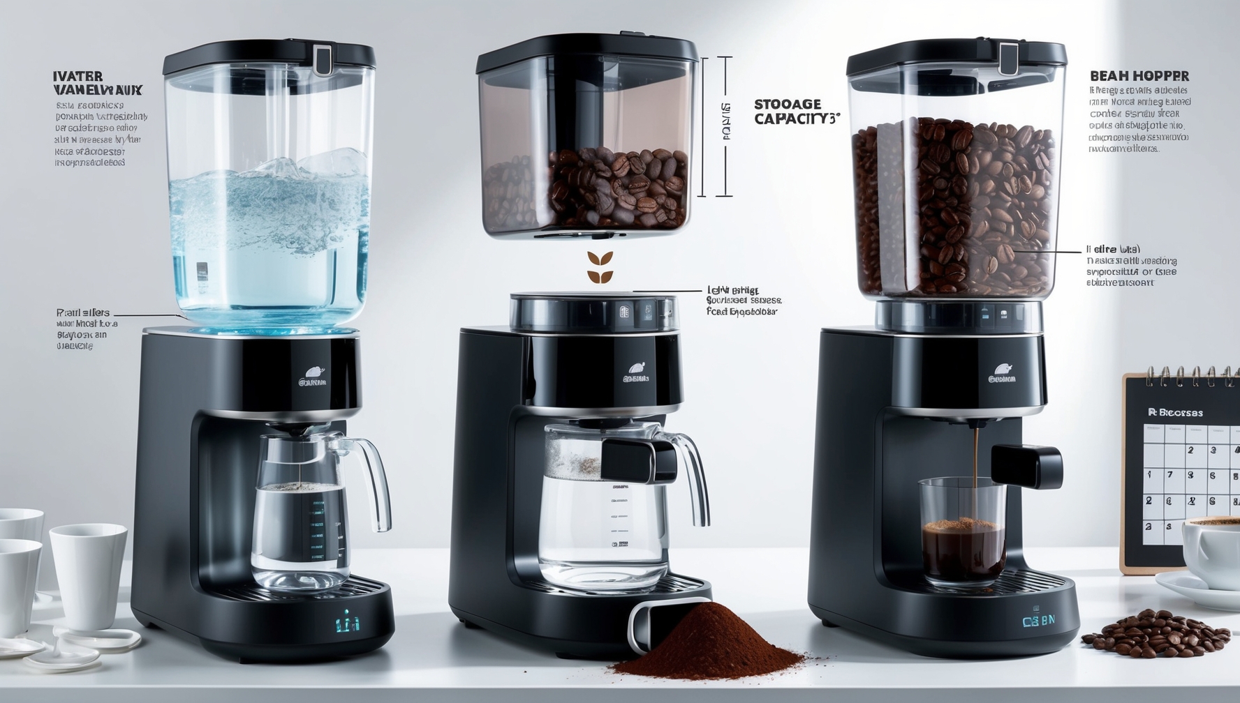 Darálós kávéfőző tartálytérfogat teszt - víztartály és babtartály kapacitása