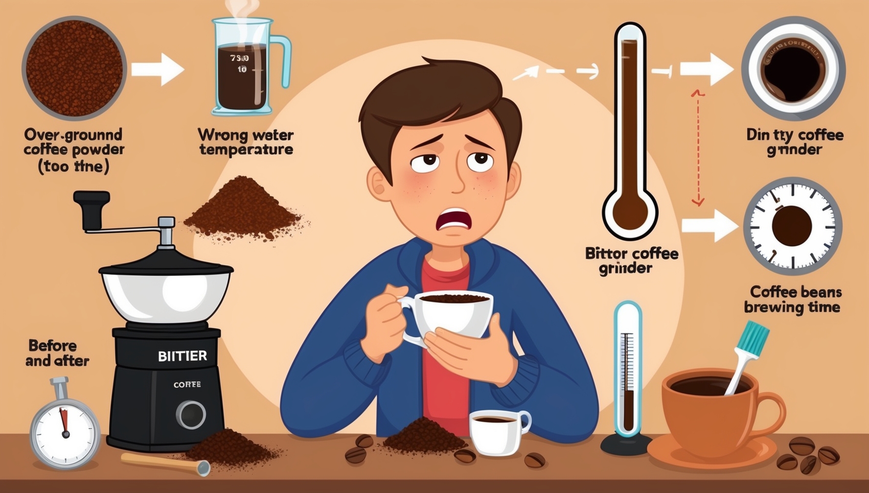 Miért keserű a kávém? 6 gyakori probléma darálós kávéfőzőkkel